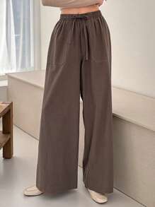 Dazy Designer 女士腰部抽绳设计大口袋裤子