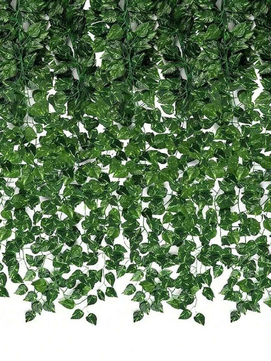 SHEIN 1pc/12pcs/24pcs Artificial Watermelon Vine Plant Decoration, Greenery Wall For Weddings And Parties, Ivy Fake Flower For Ceiling Decoration, Valentine Day, Gift - Green - View 1