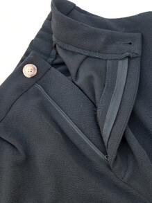 SHEIN Maternity Solid Color Pocketed Loose Casual Versatile Shorts Spring Women's Clothing - Black - View 6