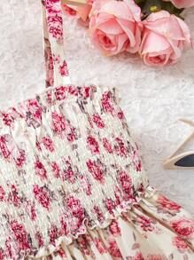 Vestido largo con tirantes y estampado floral para adolescentes, informal y cómodo para vacaciones