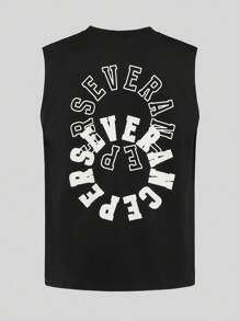 SHEIN Explorewe 2pcs/Set Teen Boys Letter Print Casual Sleeveless Tank Top And Shorts Set, Suitable For Daily Wear/Festival