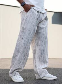 Manfinity CasualCool 大码男士休闲条纹抽绳腰长裤