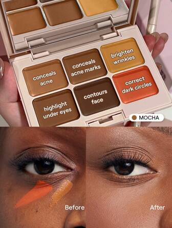 Correcteur De Teint Et Anti-Cernes Multi-Fixants-Moka Correcteur De Teint CrèMe Couvrant 6 Couleurs Correcteur De Teint Couvrant Complet Et éClaircissant Anti-Cernes LéGer Et Lisse Multi-Usages Anti-Cernes NoëL Hiver Marque Beauté Visage Maquillage CosméTique Pour Femmes Filles Parfait Pour Hiver IdéAl Pour Y2K ÉLéGant Mode Adapté Pour Anniversaire Xmas Cadeau FêTe PrêT Meilleure Couleur