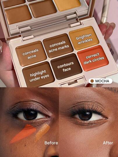 Correcteur De Teint Et Anti-Cernes Multi-Fixants-Moka Correcteur De Teint CrèMe Couvrant 6 Couleurs Correcteur De Teint Couvrant Complet Et éClaircissant Anti-Cernes LéGer Et Lisse Multi-Usages Anti-Cernes NoëL Hiver Marque Beauté Visage Maquillage CosméTique Pour Femmes Filles Parfait Pour Hiver IdéAl Pour Y2K ÉLéGant Mode Adapté Pour Anniversaire Xmas Cadeau FêTe PrêT Meilleure Couleur