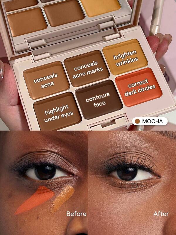 SHEGLAM Multi-Fix Concealer Und Farbkorrektor-Mokka 6-Farben-Creme-Concealer Mit VollstäNdiger Abdeckung, Aufhellender Farbkorrektor Mit VollstäNdiger Abdeckung, Leichter, Vielseitig Verwendbarer, Glatter Concealer, , Weihnachts-Winter-Concealer Abschluss Geburtstag Urlaub Sommer Herbst Autumn Y2K Schick Mode Damen Make-Up Kosmetik Party Strand Reise Camping DraußEn Schule Campus Ausflug Festivals Dekoration Geschenk PräSent Rose MäDchen Cosplay Beste Farbe Charme AtmosphäRe