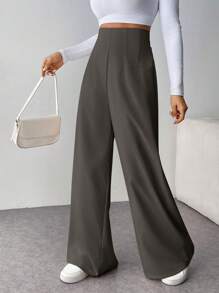 Firerie Women's Minimalist Casual Stylish Back To School High Waist Textured Wide Leg Pants