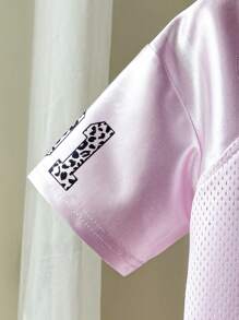 Baby Mädchen Kleinkind Coolane Leoparden Muster Nummer Grafik Lässig Sport Street Style Jersey T-Shirt in Pink