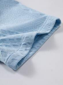 Manfinity Homme 男士休闲简约纯色纹理短袖衬衫，男士男士衬衫，男士服装衬衫 - 藍色 - 查看 6