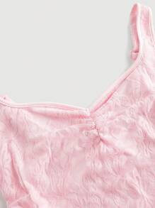 SHEIN MOD Ladies Floral Lace Ruffle Hem Elegant Maxi Slip Dress - Baby Pink - View 3