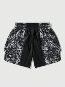 ROMWE MEN Street Life Men's Boxing Combat Sports Shorts, Suitable For Everyday Wear In Spring/Summer - Black and White - View 2