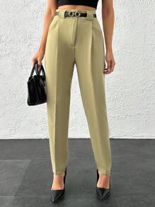 EURMUSE Women Cigarette Pant With Belt Detail