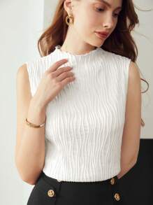 MOTF PREMIUM TEXTURED LETTUCE TRIM TANK TOP - White - View 4