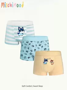 3st/pack Småbarn Pojkar Söt Fox Print Design Bekväma boxerbyxor - Multifärgad - Visa 1