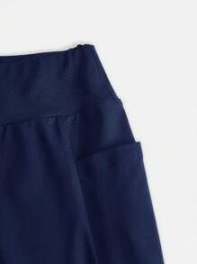 SHEIN Girlism Tween Girls High Waist Snug Fit Stretch Casual Versatile Pocket Decor Flare Sports Yoga Pants