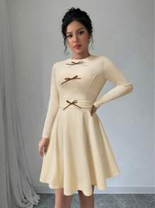 SHEIN Privé Vestido elegante de mujer con lazo para ocasión especial