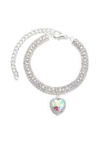 PETSIN 闪亮水钻心形猫项圈 - 可调节，柔软天鹅绒分离式项圈，适合小猫和小狗，适合派对装饰，非常适合房间装饰