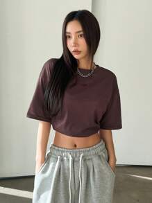 DAZY 字母刺繡落肩t恤