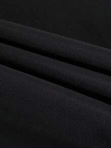 SHEIN EZwear بنطلون نسائي لارتداء الشارع، ذو خصرين للربيع والصيف - الأسود - مشاهدة 6