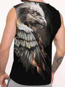 Manfinity LEGND Débardeur décontracté à col rond et sans manches avec impression d'aigle, grande taille pour hommes
