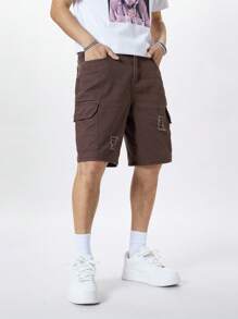 Manfinity Hypemode Men's Casual Denim Shorts, Fashionable & Suitable For Summer - Brown - View 5