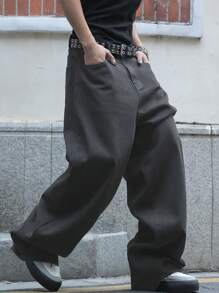 Manfinity Hypemode Men's Black Loose Fit Baggy Jeans - Dark Grey - View 5