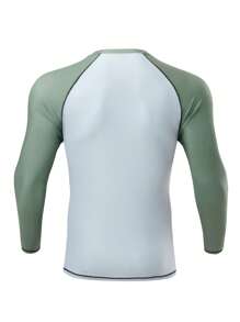 Manfinity Swimmode Men's Color Block Long Sleeve Surfing T-Shirt For Beach Holiday - Multicolor - View 2