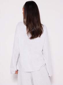 MUSERA Loose Long Sleeve Top Casual Elegant Airport Comfy Cute Fall Back To School Back To School Fall Autumn Winter ,Elegant Spring Summer - Light Grey - View 5