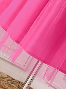 SHEIN Roze jurk met bloemenprint, fladdermouwen en riem voor meisjes (tween)