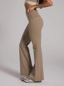 Musera Sport High Waist Sculpt Fitted Flared Leggings  Sport Active Gym Workout, Padel, Tennis, Pickleball Gym Fitness - Brown - View 3