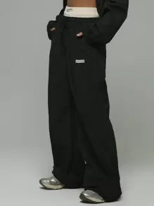 Musera Sport Women Nylon Straight Leg Logo Patch Sports Pants Trousers,Padel, Tennis, Pickleball Gym Fitness