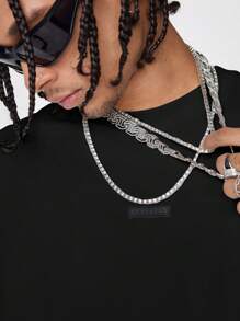 AXEPEAK Men's Loose Fit English Text Print Round Neck Short Sleeve T-Shirt, Suitable For Summer - Multicolor - View 5