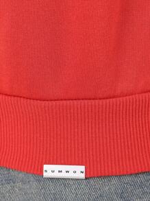 SUMWON Brooklyn Retro Streetwear Sweatshirt Urban Varsity Style Letter Print Casual Pullover Sweatshirt Athletic Crewneck Fall Winter Fashion - Red - View 5