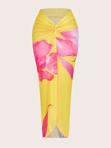 Slaydiva Women's 3D Floral Print Swimwear With Skirt Set, Vacation Wear - Multicolor - View 13