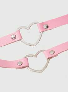 ROMWE 1pc Y2K Cute Kawaii Heart Decor Suspender/Bib Strap, Carnival - Pink - View 4