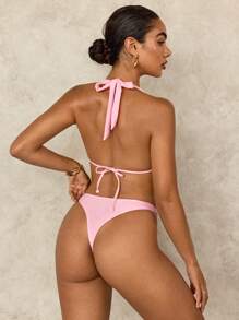 SHEIN Swim Valentine's Day Party Women Sexy Romantic Shiny Mesh Pink Bikini Set For Summer Beach Vacation - Baby Pink - View 2