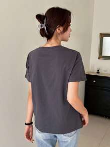 DAZY 字母圖形圓領t恤 - 深灰色 - 查看 2