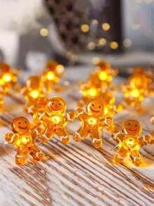 SHEIN 1 szt. 1 m lampki choinkowe Gingerbread Man na choinkę, do pokoju, do wystroju domu, na Boże Narodzenie, na Święto Dziękczynienia, na imprezę, na święta, na kominek, na gablotę, na stół jadalny, na Boże Narodzenie