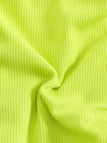 SHEIN Swim 女士两件套泳衣 - 三角形上衣和丁字裤 - 青檸色 - 查看 7