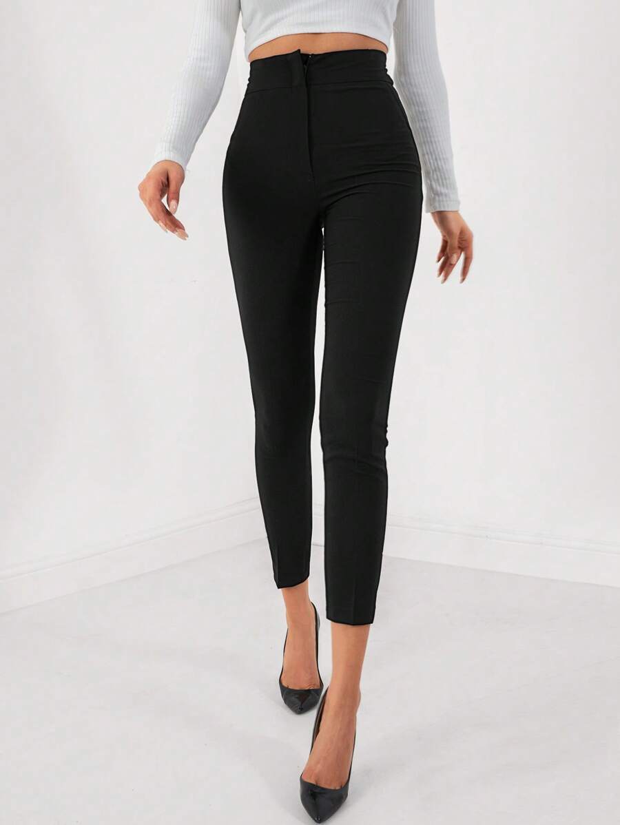 RueChic High Waist Skinny Pants - Black - View 1