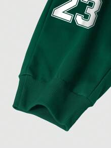 Manfinity Homme Plus Size Heren Letter Bedrukt Trekkoord Taille Zakken Enkelomslag Joggingbroek