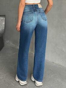 RueChic Hoge taille rechte pijp jeans, minimalistische mode geschikt voor de zomer