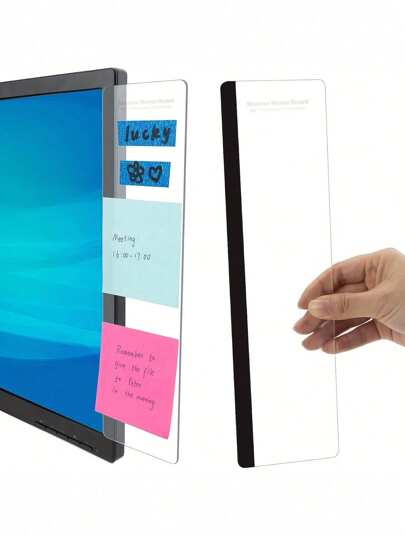 1 Peça Quadro de Recados Retangular Lateral Esquerda/Direita para Computador, Material Acrílico, Estilo Moderno Simples, Borda Transparente para Clipe no Monitor Lateral, Adequado para Vários Modelos de Computador
