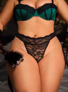 PinupGlam Tanga de encaje cómodo para tallas grandes