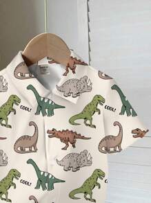 SHEIN 男童休闲宽松舒适短袖衬衫，适合春夏季 - 彩色 - 查看 3