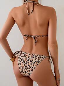 SHEIN Swim Spring/Summer Bestselling Leopard Print Backless One-Piece Swimsuit, For Beach & Poolside - Multicolor - View 2