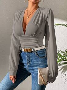 SHEIN Tall Long Sleeve Bodysuit, Minimalist And Fashionable, Suitable For Summer