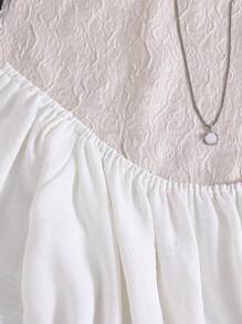 Wildeya 2pcs/Set Teenager Girls Casual & Elegant Flare Sleeve Shirt, White Blouse And Black Skirt Set, Suitable For Vacation, Leisure, School In Spring, Summer, Autumn