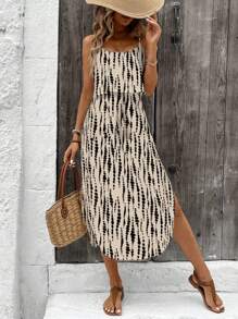 SHEIN LUNE Große Größen künstlerisch gepunktetes Kleid, geeignet für Frühling/Sommer