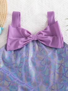 SHEIN 年轻女孩针织合身休闲连体泳衣 - 彩色 - 查看 4