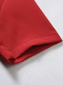 Manfinity Homme 男士礼物，男士纹理面料翻领衬衫纯色短袖简约时尚休闲日常